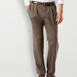 Dockers Men Easy Khaki, Pleated, Stretch, Classic Fit Pants dark pebble 38W X34L